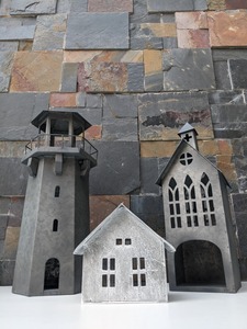 Custom Rustic Vintage Galvanized Metal Tin House Candle Jar High Quality Indoor Outdoor <b>Lantern</b> Home Decor Inspired Ins Style - Product Image 4