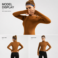 Veste de yoga en polaire pour femmes, taille XXL, doublée, fermeture éclair intégrale, col haut, extensible dans 4 directions, coupe ajustée, vêtements de sport pour la course à pied et l'entraînement