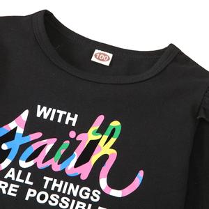 Primavera outono meninas roupas conjuntos novo design arco-íris lantejoulas manga comprida estilo casual algodão tecido crianças roupas - Product Image 2