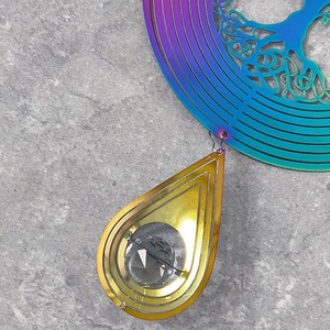 Carillon éolien en métal coloré, pendentif, disque rotatif 3D, design mandala nordique, décoration de jardin extérieur - Product Image 2