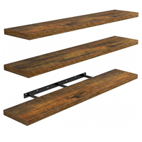 Ensemble de 3 étagères flottantes de 35,5 pouces (90 cm) pour mur de salle de bain, étagères en bois rustique avec support invisible, ensemble d'étagères de rangement