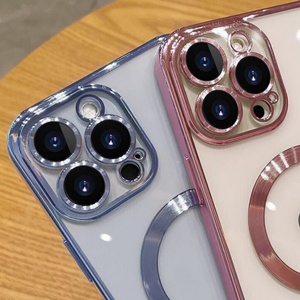 Mạ điện sang trọng Kim Cương-Khung TPU trường hợp điện thoại cho <span class=keywords><strong>Iphone</strong></span> 15/14/13/12 Pro Max với từ tính không dây chức năng sạc - Product Image 3