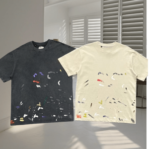 เสื้อยืดลายกราฟฟิตีแบบสาดสีสไตล์วินเทจ ผ้าคอตตอนแท้ 100% เนื้อหนา สำหรับผู้ชาย - Product Image 1