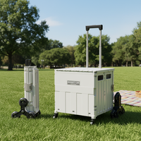 Chariot de cuisine multi-usages pour escaliers, 8 roues, en PP, pliable, avec poignée, capacité 45L, écologique