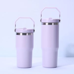 Gobelet de voyage pour voiture avec poignée, 20oz 30oz, tasse isotherme à double paroi avec couvercle et paille, antidérapant pour les trajets quotidiens - Product Image 3