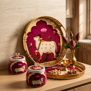 Tarros de especias metálicos orientales con diseño de vaca, recipientes redondos herméticos para almacenar alimentos para uso en la cocina. - Product Image 5
