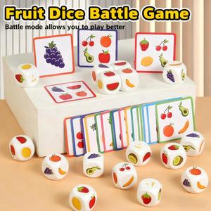 Enfants en bois fruits <span class=keywords><strong>dés</strong></span> cognitif éducation précoce modèle cognitif Parent-enfant carte interactive correspondant Puzzle jouet - Product Image 2