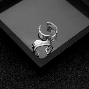 Anillo De Acero不可氧化朋克宽不规则形状环可调不锈钢男士开口防水环 - Product Image 2