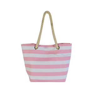 Style Striped Pattern lady's <b>Tote</b> <b>Bags</b> <b>Women</b> Summer Canvas <b>Tote</b> Beach <b>Bags</b> with Cotton Rope Handles - Product Image 2