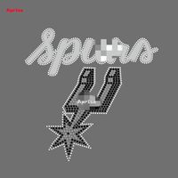Patchs thermocollants personnalisés en strass avec logo de l'équipe de basketball des San Antonio Spurs, transferts en cristal de verre écologiques carrés pour vêtements