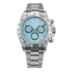 2025 montre mécanique haut de gamme pour hommes chronographe de sport classique avec cadran bleu glace montre-bracelet en acier inoxydable - Product Image 1