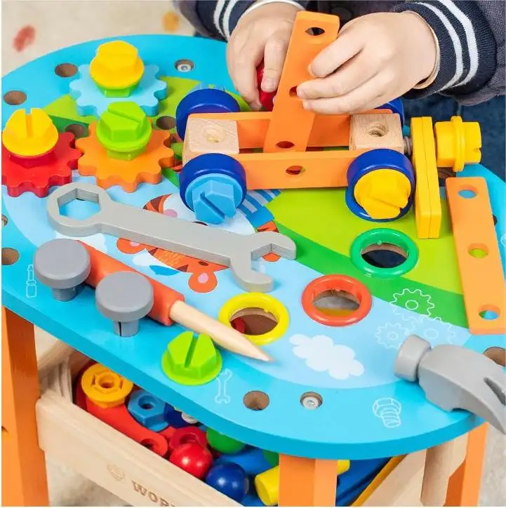 Wholesale Workbench Toy Variety Nut Combination Boy Wooden Nut Tool Set Toy