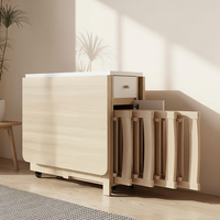 Ensemble table et chaises pliantes en bois style crème, multifonctionnel et simple, pour usage domestique, design pliable pratique pour repas mobiles