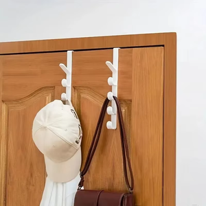 1pc Bedroom Door Hanger Clothes Hanging Rack Over The Door <b>Plastic</b> Home <b>Storage</b> Organization Hooks, Purse Holder For <b>Bags</b> Rails - Product Image 5