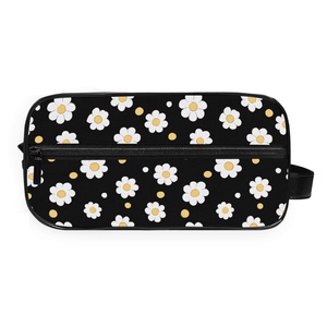 Withe Flowers Patterns New Design Waterproof Portable Wash Adult <b>Makeup</b> Bag Cosmetic Pouch Travel Customs logo <b>Storage</b> Bag - Product Image 2