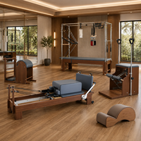 Reformer Pilates en Bois de Qualité Commerciale, Ensemble Complet d'Équipement de Gymnastique Professionnel pour Studio de Fitness