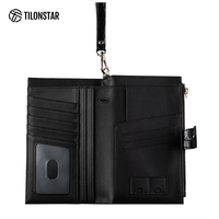 TILONSTAR TPW115 Dompet RFID Bergaya dengan Tali Pergelangan Tangan, Organizer, Penutup Paspor Keluarga, Pola Kulit Buaya, Tempat Paspor