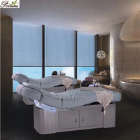 Table de traitement électrique hydraulique chauffante pour salon de beauté moderne, avec surmatelas en cuir véritable et mousse à mémoire de forme, pour massages faciaux et spa