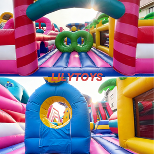 Château gonflable de parc à thème avec parcours d'obstacles, structure de jeux gonflable pour parc d'attractions - Product Image 3
