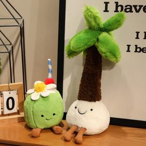HECION かわいいココナッツの木のぬいぐるみ飾り、レモンソーダの夏のテーマ、海南文化のぬいぐるみギフト、愛らしいキーホルダー - Product Image 1