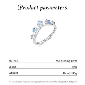 S925 Sterling Silver Curved Crown <b>Ring</b> With Gradient Blue Zircon Delicate Stackable Jewelry Gift For Ladies Daily Dating Wear - Product Image 5