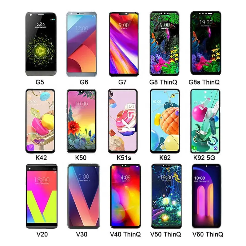 شاشات LCD لهاتف LG V30 Plus V40 V50 Dual V60, شاشات LCD تعمل باللمس كاملة ، ل LG V30 Plus V40 V50 Dual V60 شاشة ل LG G2 G5 G6 G7 G8 Thinq G8x K40 K50s Q6 Q60