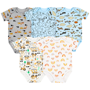 Kleine MOQ <span class=keywords><strong>Baby</strong></span> Rompertjes <span class=keywords><strong>Set</strong></span> Korte Mouwen Katoen Diverse Prints Babykleding Voorraad Groothandel - Product Image 1