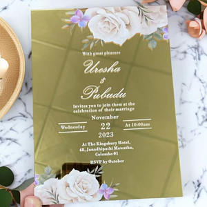 กระจกสีเงินออกแบบได้ตามต้องการสำหรับงานแต่งงาน<span class=keywords><strong>การ์ด</strong></span>กระจกสีทอง - Product Image 4