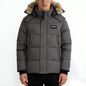 Parka in Piuma d'Oca di Lusso Personalizzato di Alta Qualità per Uomo con Cappuccio in Pelliccia di Lupo, Giacca Invernale Canadese con Sacchetto Antipolvere - Product Image 1