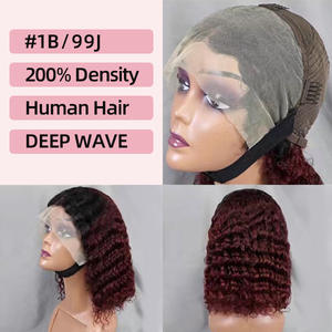 Perruques brésiliennes FYD DeepWave en cheveux vierges, <span class=keywords><strong>mi</strong></span>-longues, avec dentelle frontale, perruques bouclées en cheveux humains, perruques bob en cheveux humains pour femmes noires - Product Image 3