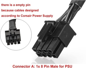 Örgülü ATX PSU 8 Pin erkek çift 8 Pin 6 + 2 PCIe erkek GPU güç kaynağı adaptörü kablo elektronik uygulamalar için - Product Image 4