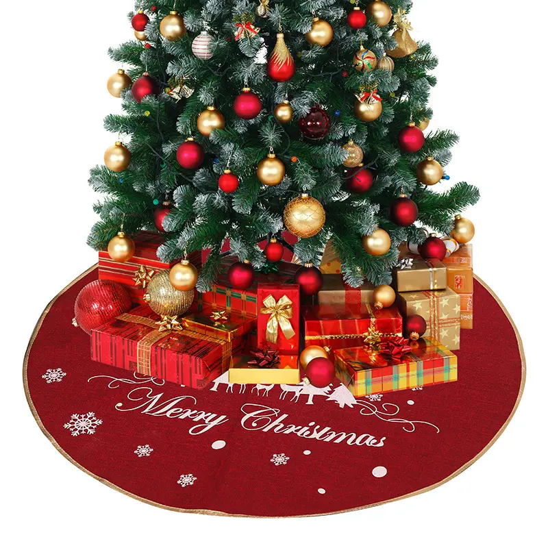 Christmas decorations linen christmas tree skirt snowflake skirts for christmas tree