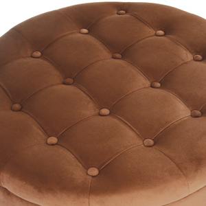 Pouf de rangement relevable rond OE HOME moderne et contemporain de 28 pouces avec tabouret intégré en tissu velours marron Spice - Product Image 6