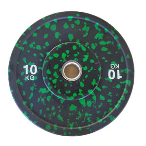 แผ่นน้ำหนักยางเคลือบกันกระแทกสำหรับยกน้ำหนัก ขนาด 20 กก. 10 กก. ปอนด์ แบบมีลายจุด รุ่นมาตรฐาน สำหรับบาร์เบล 45 ฟิตเนส - Product Image 2