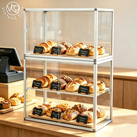 Boîte de présentation en acrylique transparente pour croissants, empilable, pour pâtisserie, boulangerie française, café, buffet de petit-déjeuner, hôtel, restaurant