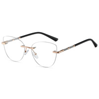 Gafas de Computadora sin Montura con Bisagra de Resorte 23010, Listas para Enviar, Monturas Metálicas Estilo Ojo de Gato, Gafas Ópticas Vintage Unisex de Moda