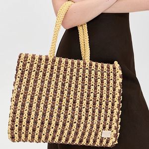 Bolso Tote Bohemio de Ganchillo Personalizado para Mujer, Gran Capacidad, Diseño Abierto, Duradero, con Nudos, Rayas, para Viajes, Verano, Otoño, Portátil - Product Image 5