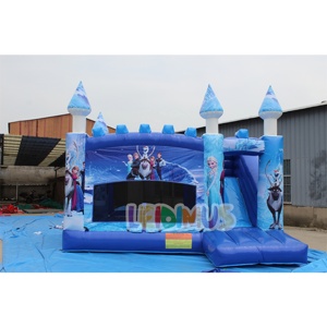 Château gonflable combiné bleu <span class=keywords><strong>Elsa</strong></span> personnalisé pour fête, château gonflable Frozen avec toboggan - Product Image 2