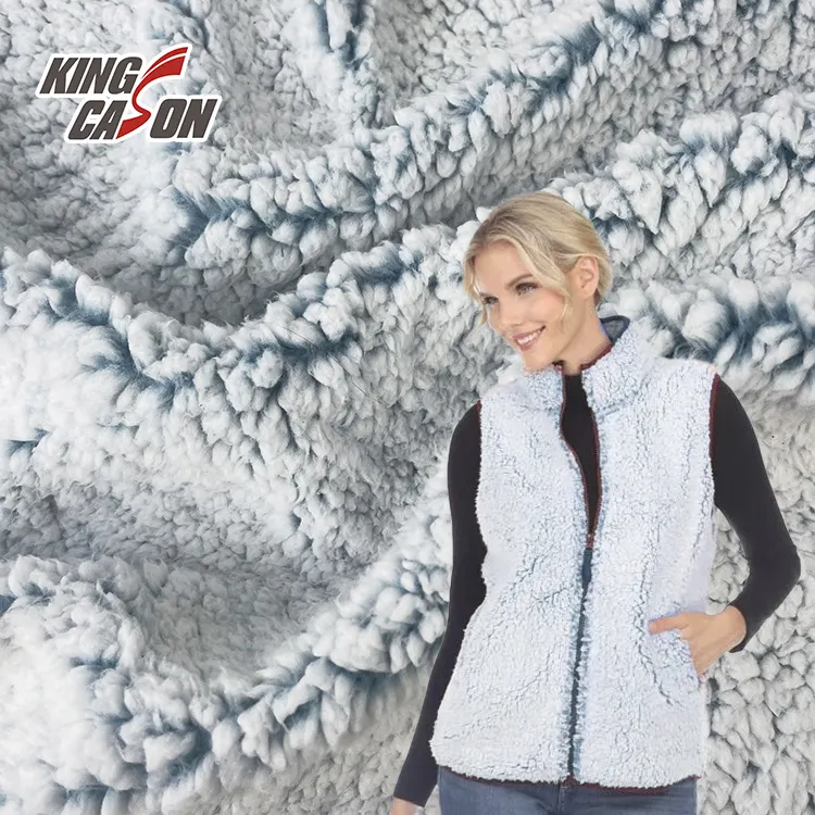 Kingcason un lato diversi colori solidi spessi stampa posteriore calda Sherpa tessuto in pile con cappuccio sciolto