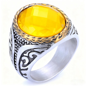Anillos de Acero Inoxidable con Piedras Preciosas de Cuatro Colores, Estilo Europeo Americano, Superventas Transfronterizos 2026, Ojo de <span class=keywords><strong>Tigre</strong></span> y Turquesa - Product Image 3