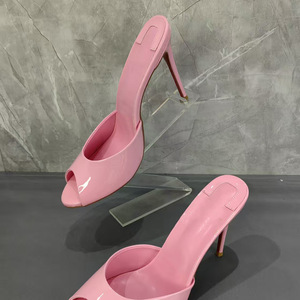 <span class=keywords><strong>Sandali</strong></span> <span class=keywords><strong>Estivi</strong></span> Eleganti con Tacco Sottile, Punta Aperta Sexy, Cinturino Singolo, Mostrano i Piedi, Bianco Rosa per Donne - Product Image 3