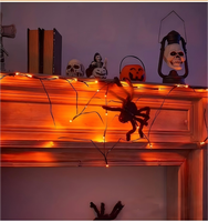 Décorations d'intérieur pour Halloween : toile d'araignée en plastique avec guirlande lumineuse LED, étanche, accessoires amusants pour créer une ambiance de festival des fantômes
