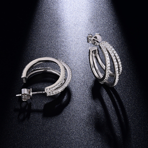 Boucles d'oreilles tendance en argent français avec moissanite, style hip-hop - Product Image 4