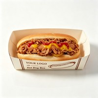Boîte à hot-dogs en papier pour vente en gros, emballage pour sandwichs et hot-dogs à emporter, emballage pour hot-dogs