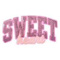 Badge brodé en tissu éponge avec lettres alphabet rose poudré, patch en chenille et sequins, pour sweat à capuche de fille