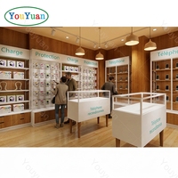 Vitrine moderne en verre trempé avec options en métal/MDF/contreplaqué pour atelier de réparation de téléphones et d'ordinateurs, armoire à accessoires pour téléphones
