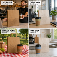 Gobelets en papier jetables personnalisés tout-en-un Kingze 8-22oz, manchons écologiques, sacs kraft et supports – Vente en gros