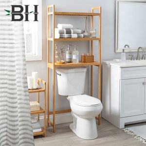 Armoire de rangement autoportante à 3 niveaux au-dessus des toilettes Étagère de rangement en bambou pour toilettes de salle de bains - Product Image 5
