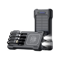 Lampe torche double LED transfrontalière pour le commerce extérieur, avec chargeur solaire et batterie externe 10000 mAh, pour l'extérieur, en PVC