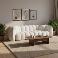 Canapé sectionnel vintage français trois places en flanelle, personnalisable, avec rembourrage en éponge, pour salon